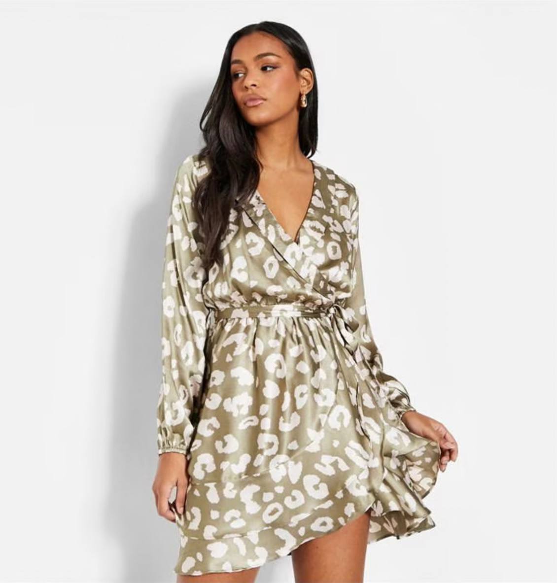 Rochie mini din satin cu imprimeu