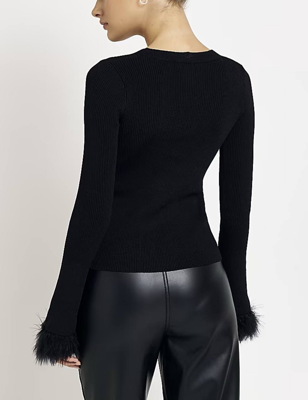 Cardigan cu mansete cu pene detasabile