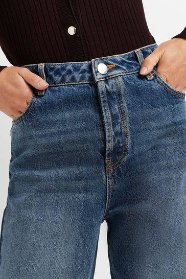 Jeans largi cu talie inalta