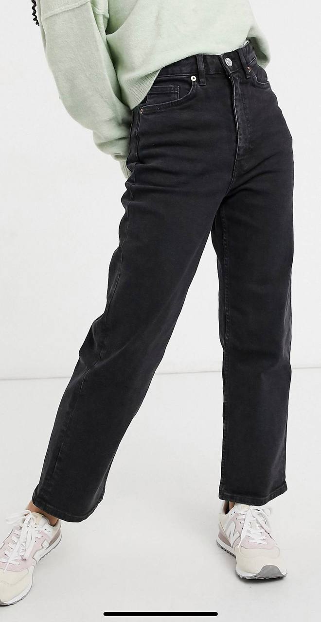 Jeans drepti cu talie inalta